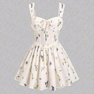 Floral Print White Dress